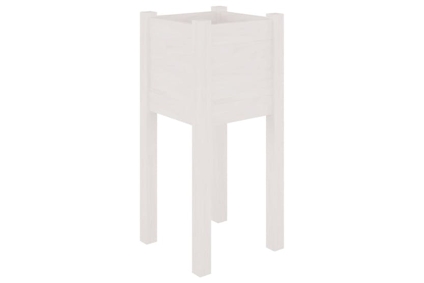 Vidaxl 810782 Garden Planters 2 Pcs White 31x31x70 Cm Solid Pinewood