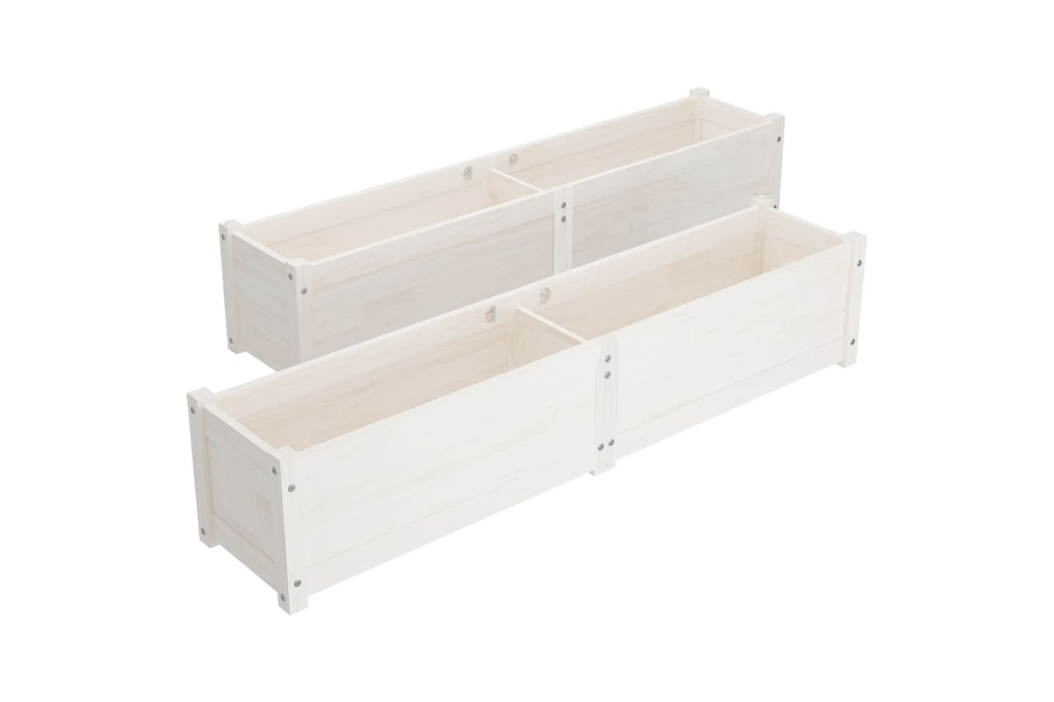 vidaXL 810742 Garden Raised Beds 2 Pcs White 150x31x31cm Solid Pinewood