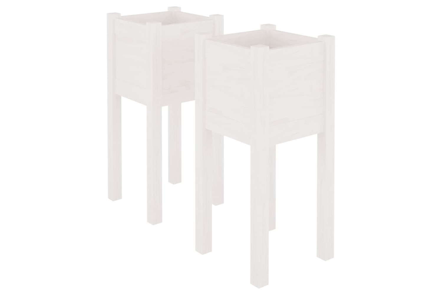 vidaXL 810782 Garden Planters 2 Pcs White 31x31x70cm Solid Pinewood