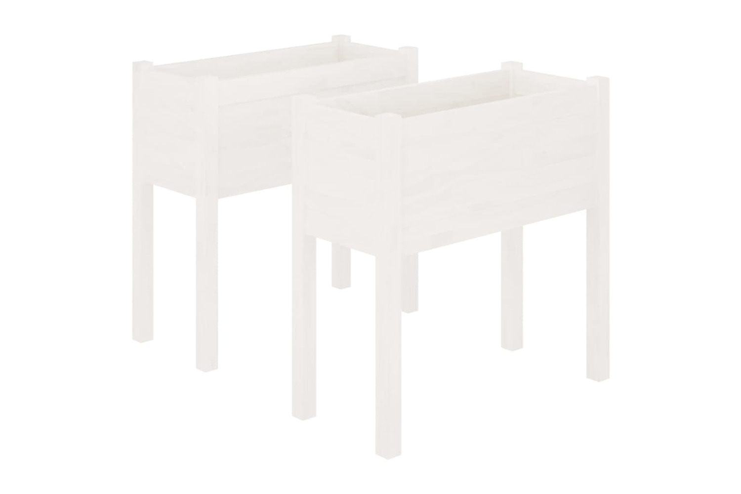 vidaXL 810822 Garden Planters 2 Pcs White 70x31x70cm Solid Pinewood