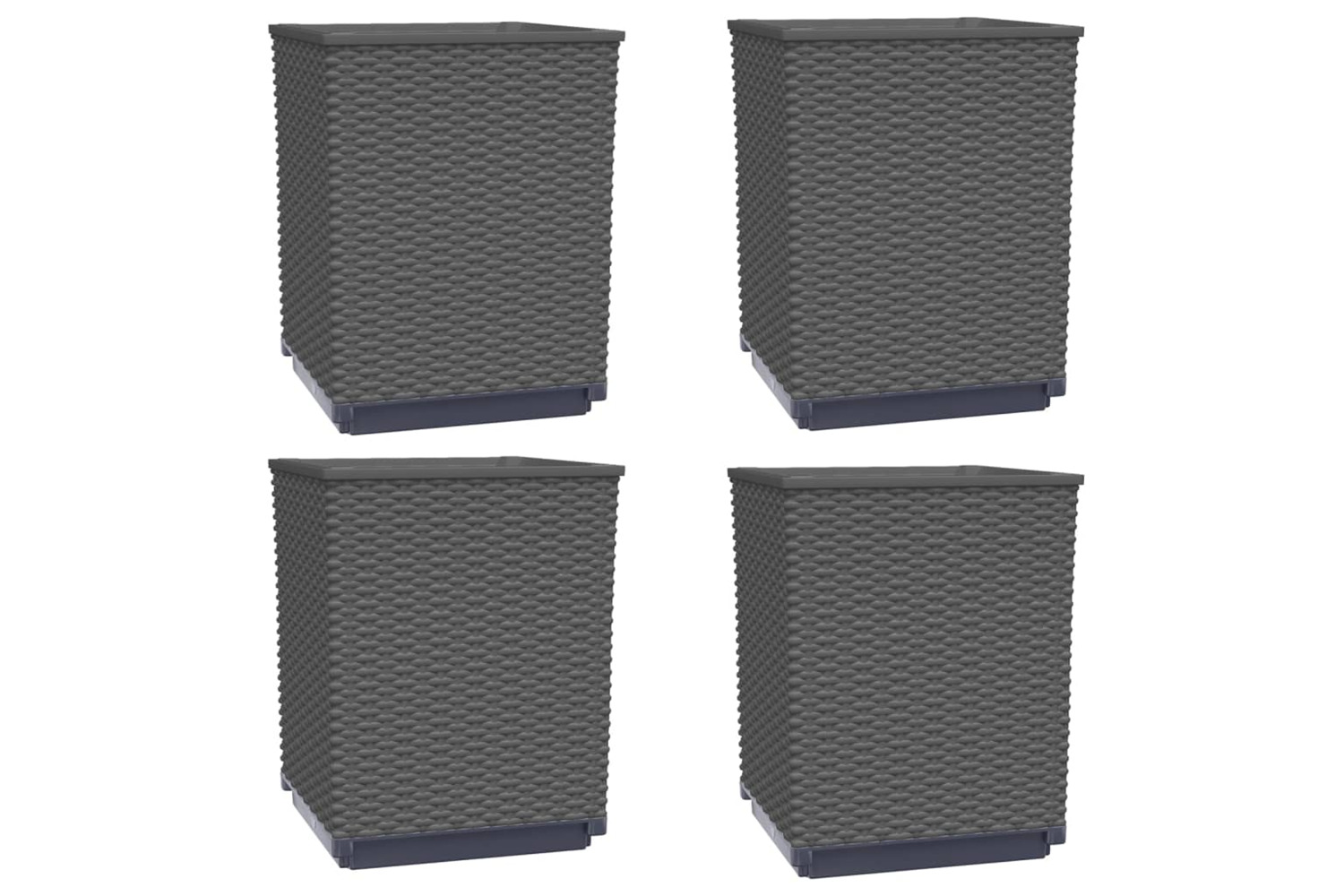 vidaXL 364187 Planters 4 Pcs Black 30x30x37cm Polypropylene