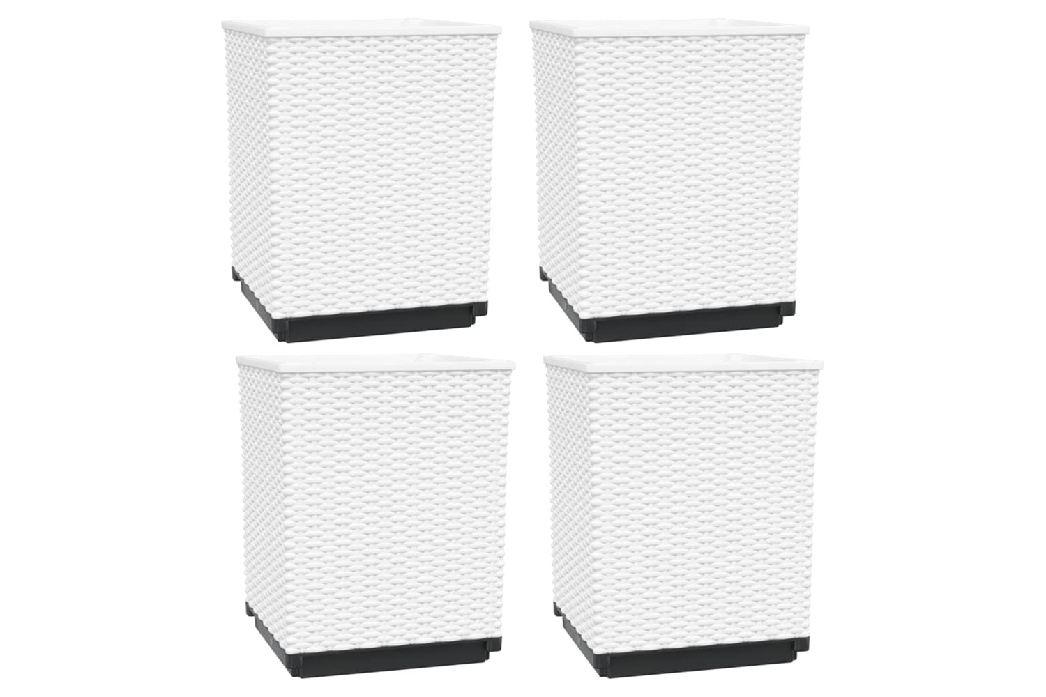 vidaXL 364188 Planters 4 Pcs White 30x30x37cm Polypropylene