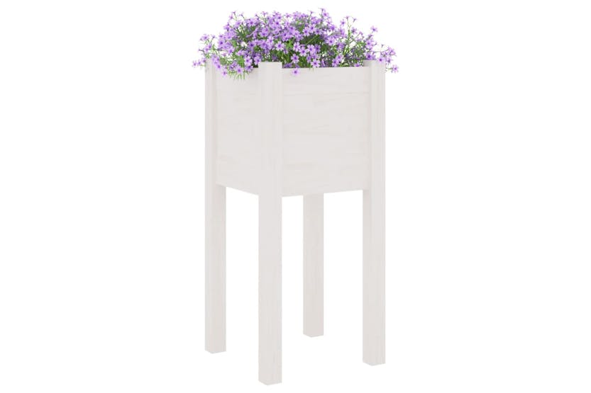 Vidaxl 810782 Garden Planters 2 Pcs White 31x31x70 Cm Solid Pinewood