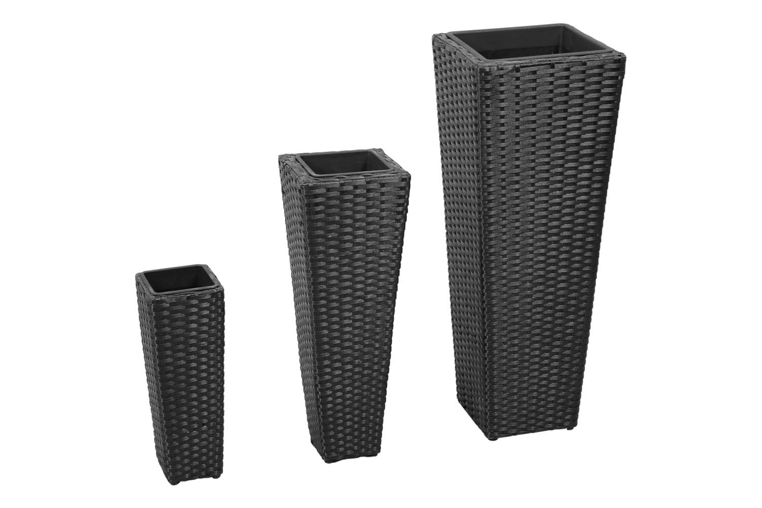 Vidaxl 40534 Garden Raised Beds 3 Pcs Poly Rattan Black