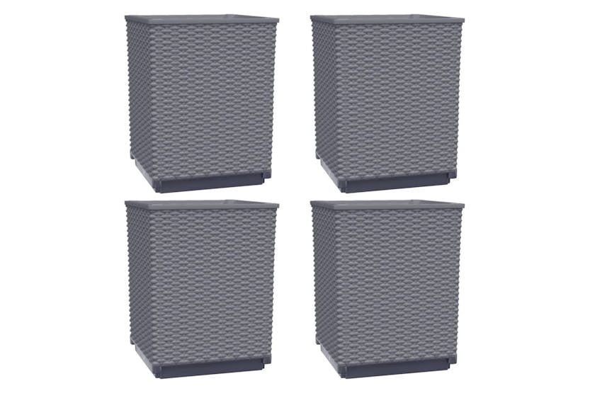 Vidaxl 364185 Planters 4 Pcs Dark Grey 30x30x37 Cm Polypropylene