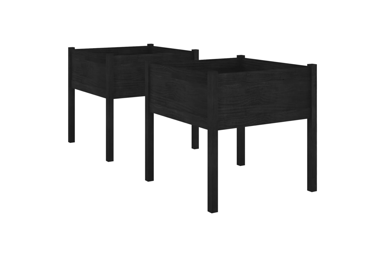 vidaXL 810818 Garden Planters 2 Pcs Black 70x70x70cm Solid Pinewood