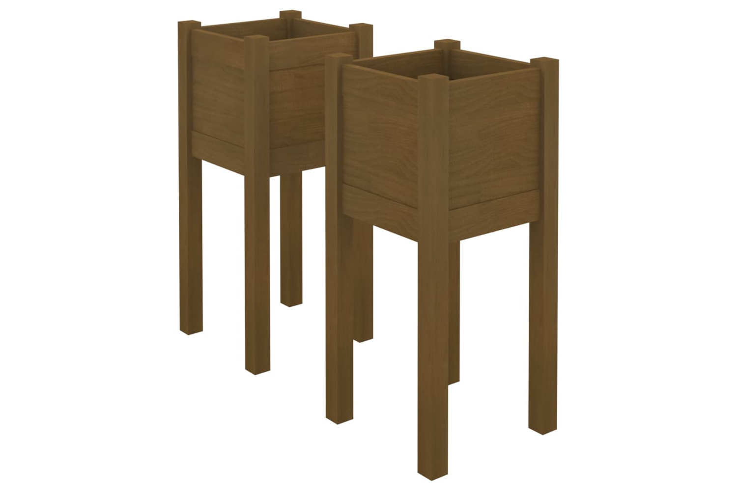 vidaXL 810786 Garden Planters 2 Pcs Honey Brown 31x31x70cm Solid Pinewood