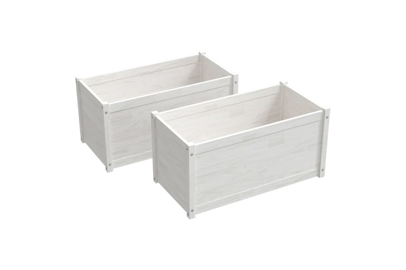 Vidaxl 810727 Garden Planters 2 Pcs White 100x50x50 Cm Solid Pinewood