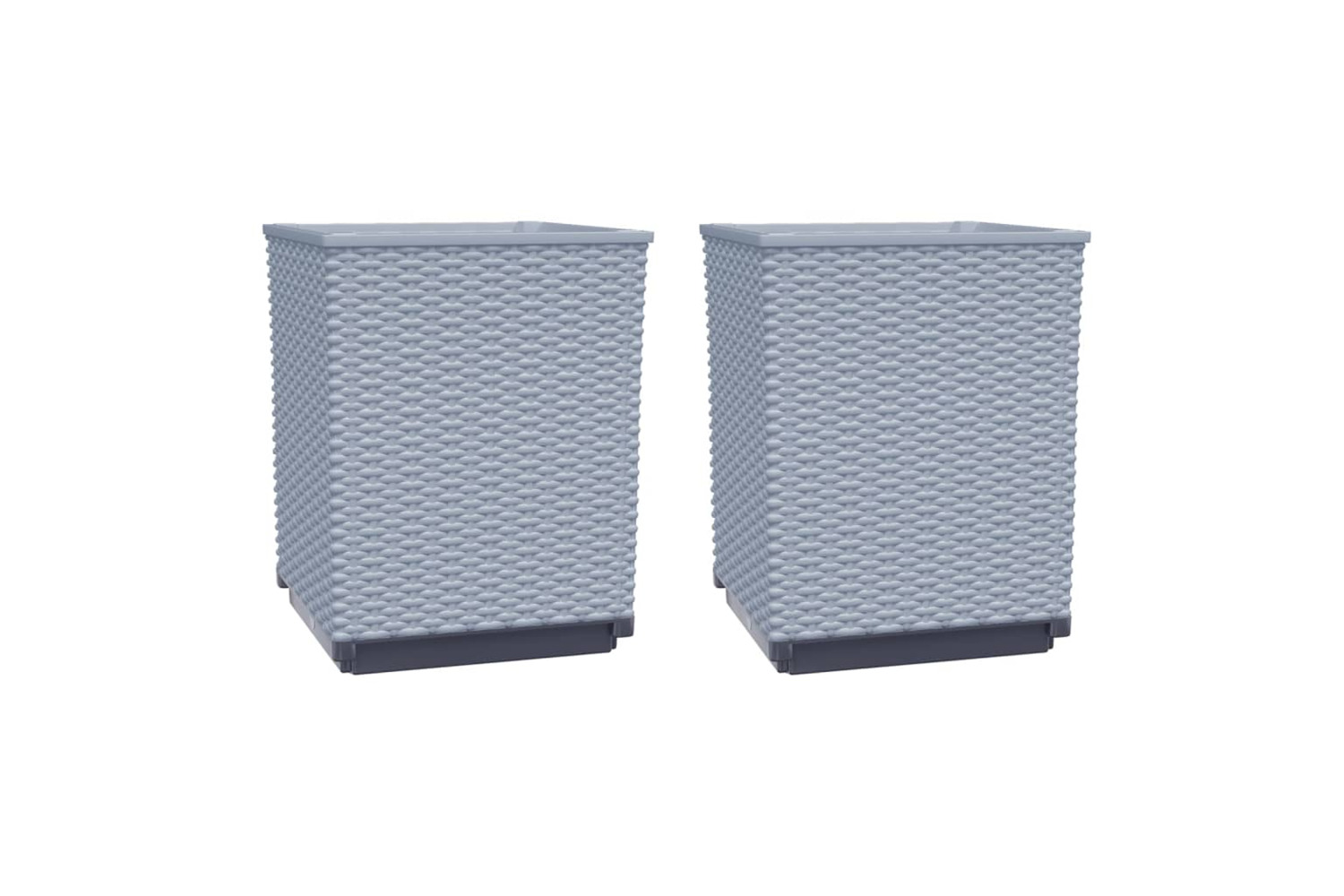 vidaXL 364181 Planters 2 Pcs Light Grey 30x30x37cm Polypropylene