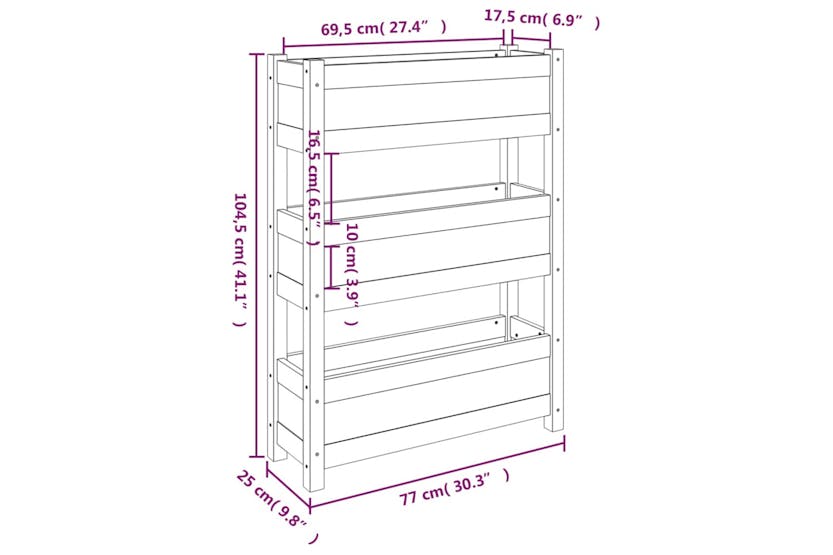 Vidaxl 823936 Planter Grey 77x25x104.5 Cm Solid Wood Pine