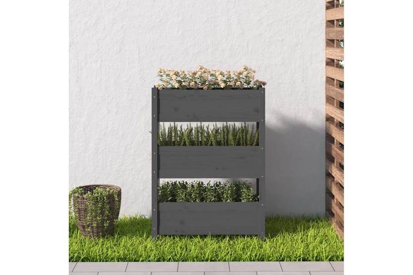 Vidaxl 823936 Planter Grey 77x25x104.5 Cm Solid Wood Pine