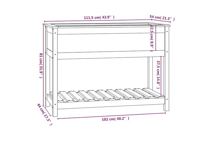 Vidaxl 823788 Planter With Shelf White 111.5x54x81 Cm Solid Wood Pine