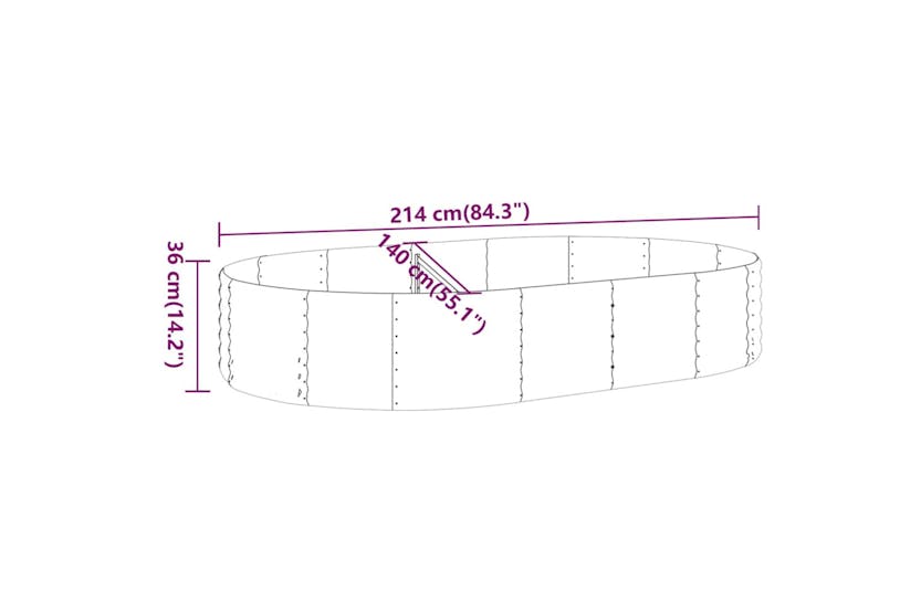 Vidaxl 319023 Garden Raised Bed Powder-coated Steel 214x140x36 Cm Green