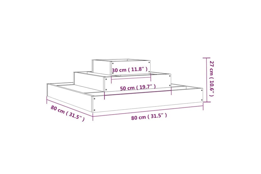 Vidaxl 823866 Planter Grey 80x80x27 Cm Solid Wood Pine