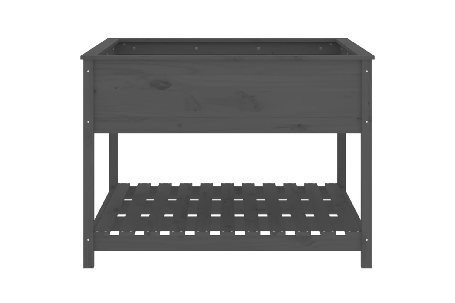 vidaXL 823803 Planter With Shelf Grey 111.5x111.5x81cm Solid Wood Pine