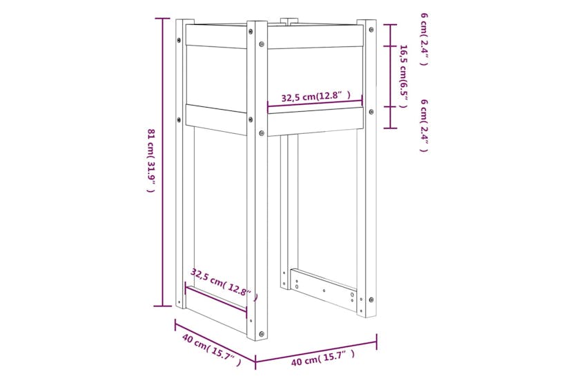 Vidaxl 822124 Planter White 40x40x81 Cm Solid Wood Pine