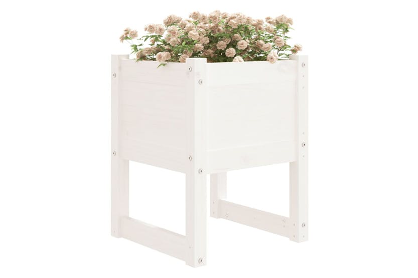 Vidaxl 822109 Planter White 40x40x52.5 Cm Solid Wood Pine