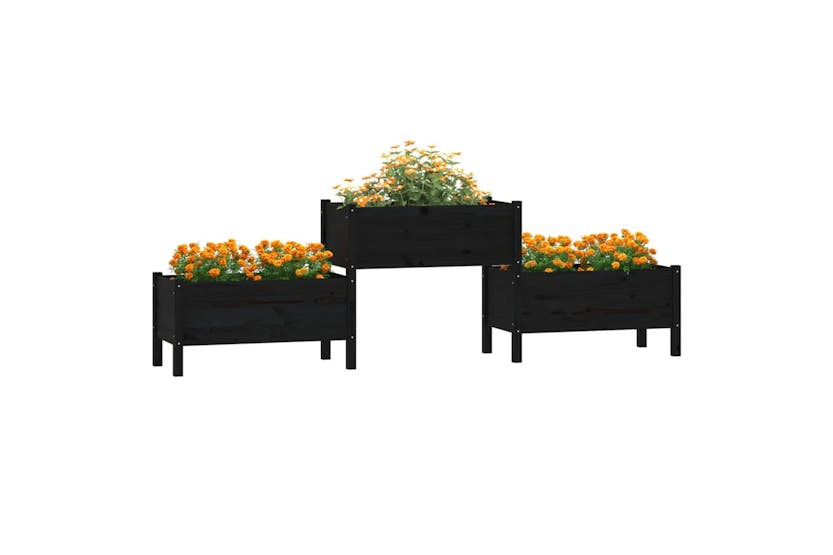 Vidaxl 822256 Planter Black 245.5x44x75 Cm Solid Wood Pine