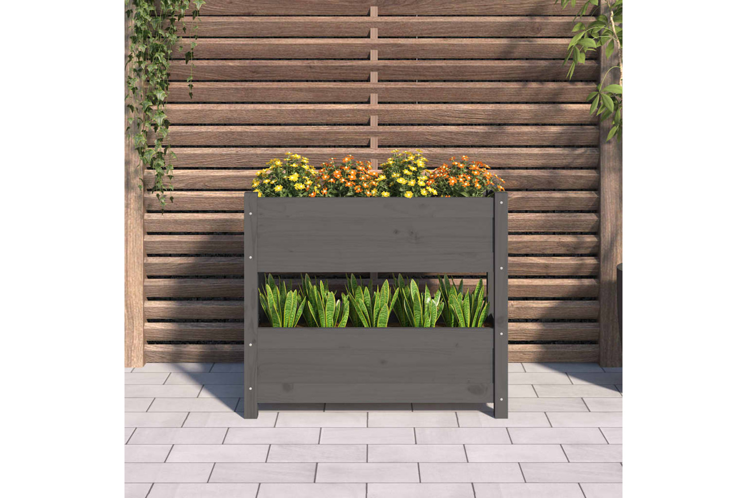 vidaXL 823943 Planter Grey 77x25x66cm Solid Wood Pine