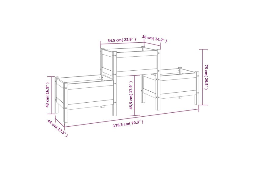 Vidaxl 822247 Planter 178.5x44x75 Cm Solid Wood Pine