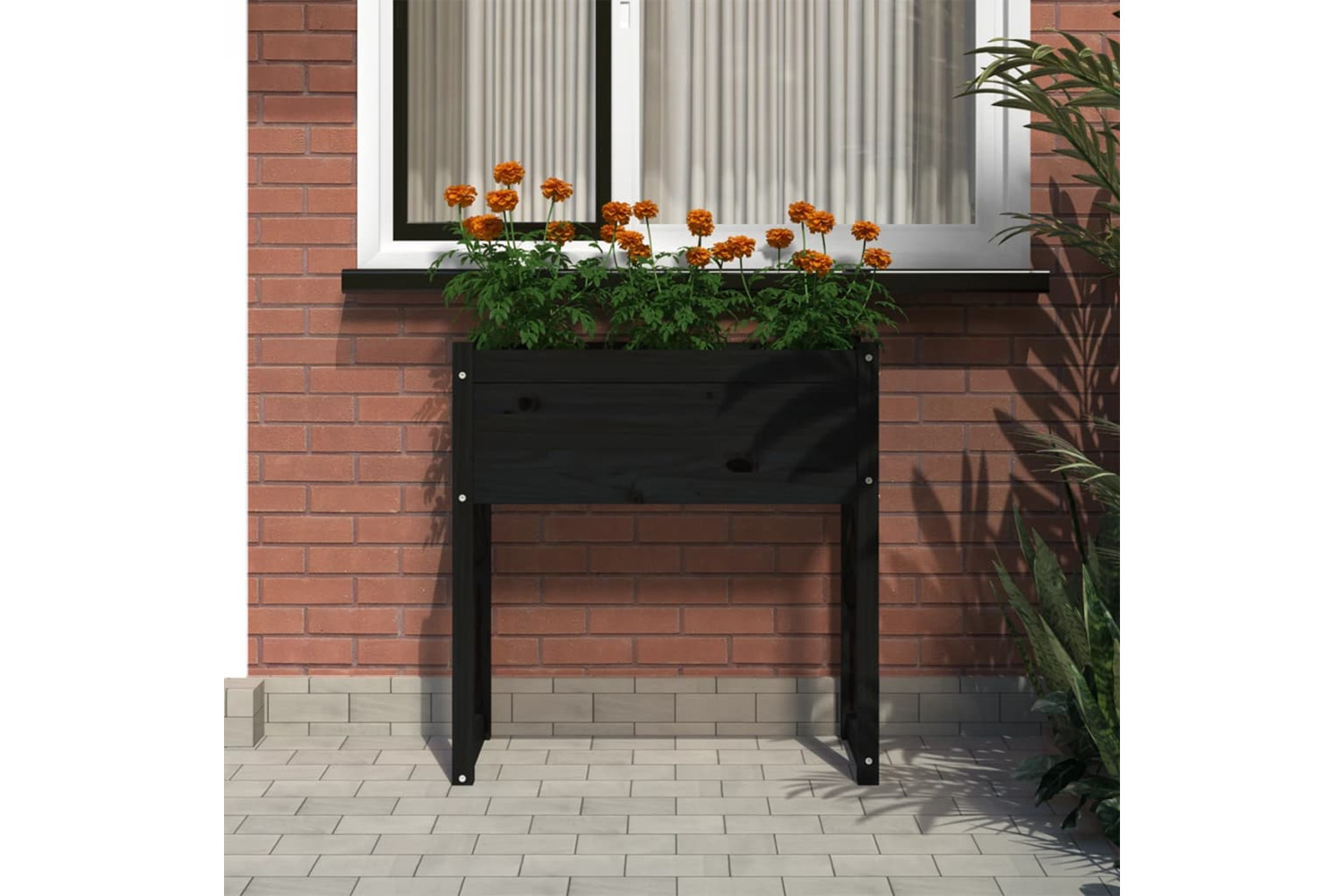 vidaXL 822136 Planter Black 78x40x81cm Solid Wood Pine
