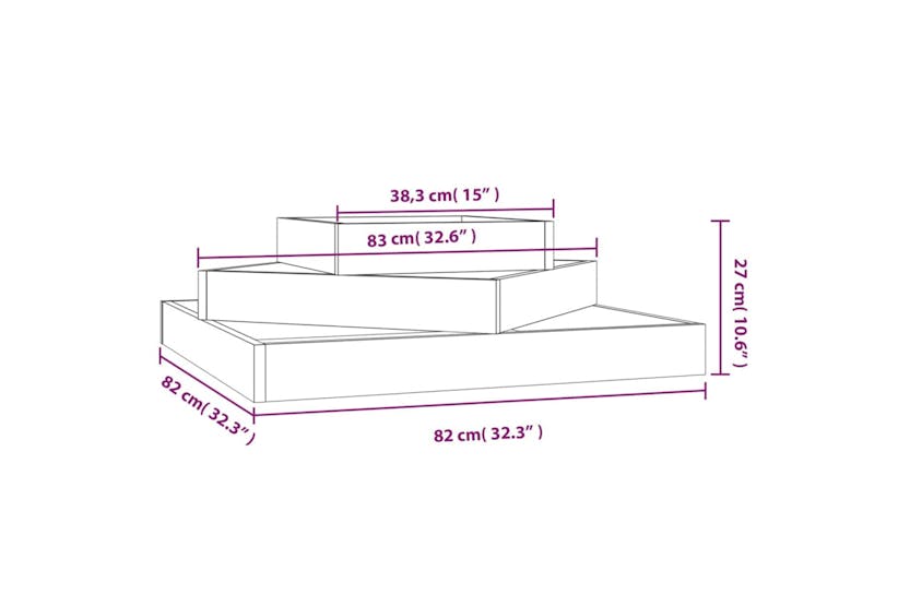 Vidaxl 823880 Planter Grey 83x83x27 Cm Solid Wood Pine