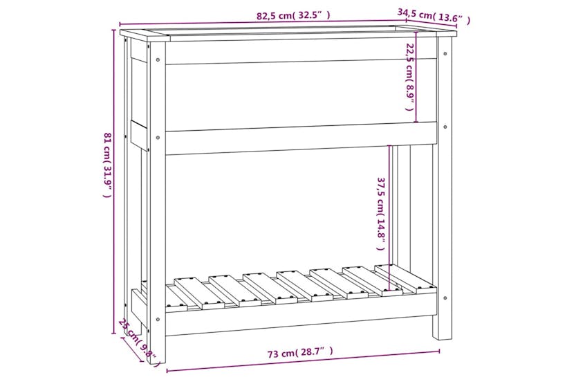 Vidaxl 823759 Planter With Shelf 82.5x34.5x81 Cm Solid Wood Pine