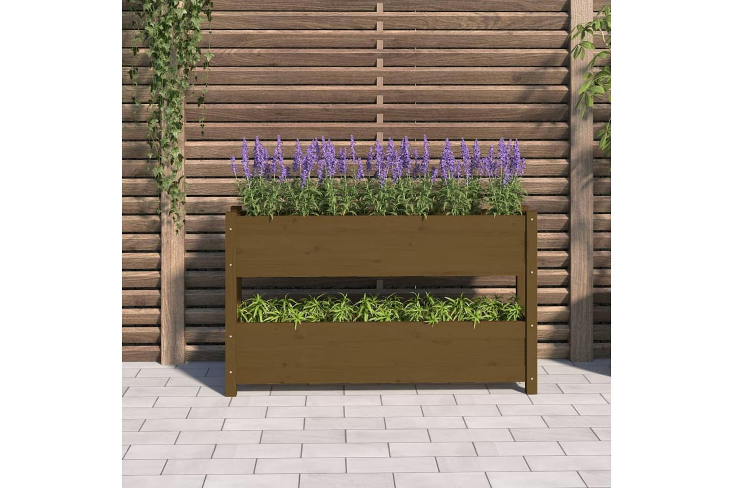 Vidaxl 823930 Planter Honey Brown 112x25x66 Cm Solid Wood Pine