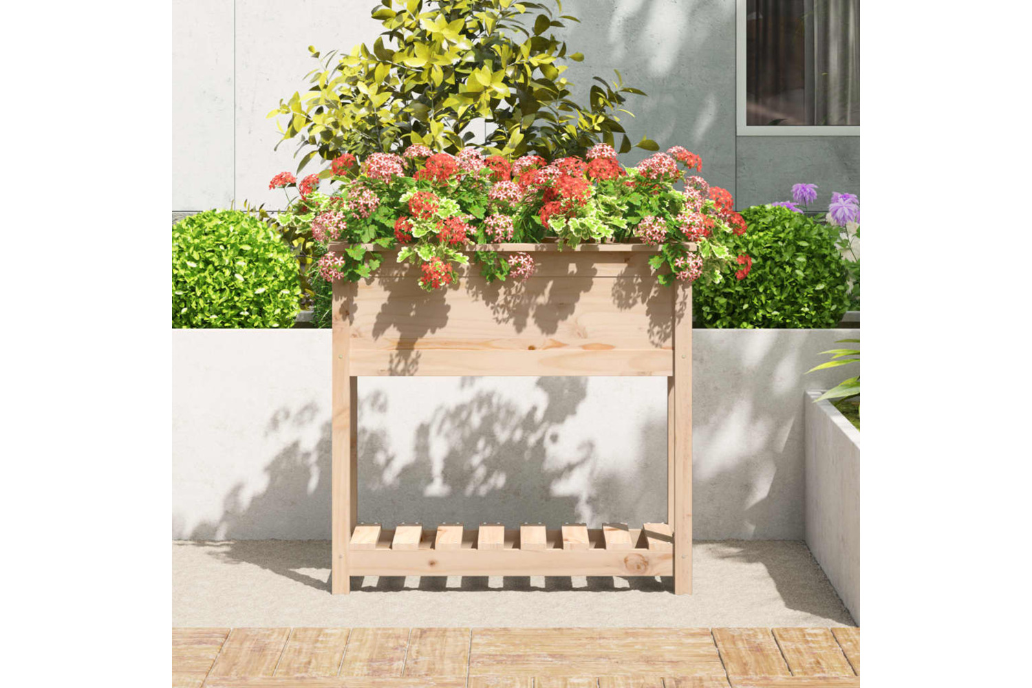 vidaXL 823759 Planter With Shelf 82.5x34.5x81cm Solid Wood Pine