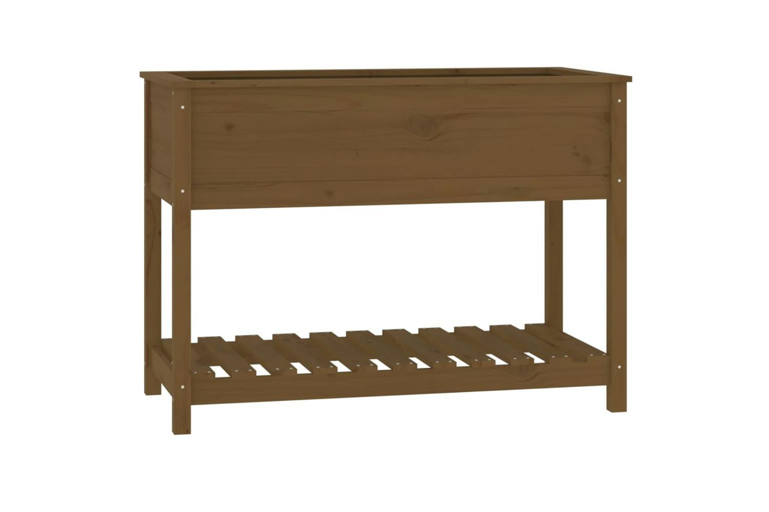 Vidaxl 823790 Planter With Shelf Honey Brown 111.5x54x81 Cm Solid Wood Pine