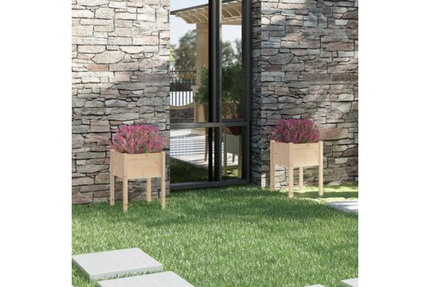 vidaXL 810800 Garden Planters 2 Pcs 50x50x70cm Solid Pinewood