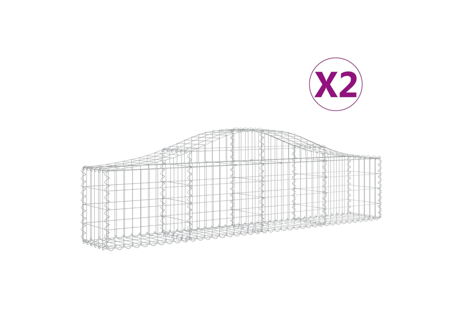vidaXL 3145367 Arched Gabion Baskets 2 Pcs 200x30x40/60cm Galvanised Iron
