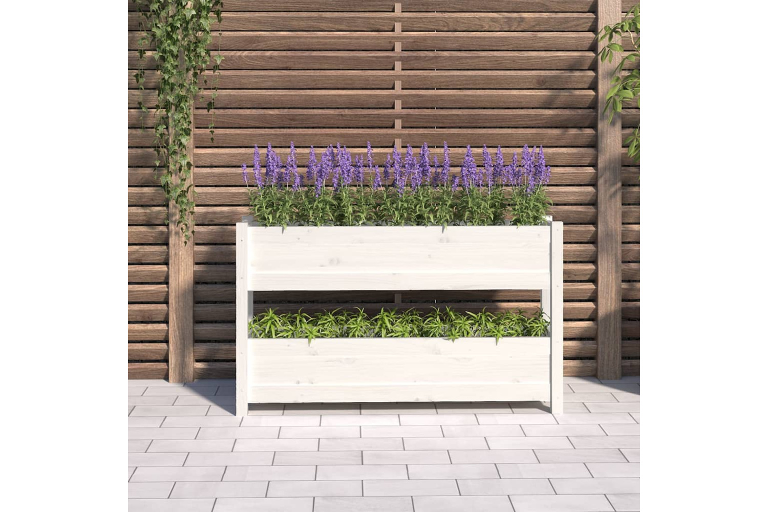 vidaXL 823928 Planter White 112x25x66cm Solid Wood Pine