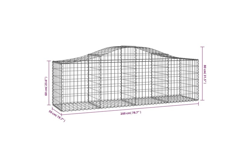 Vidaxl 3145605 Arched Gabion Baskets 9 Pcs 200x50x60/80 Cm Galvanised Iron