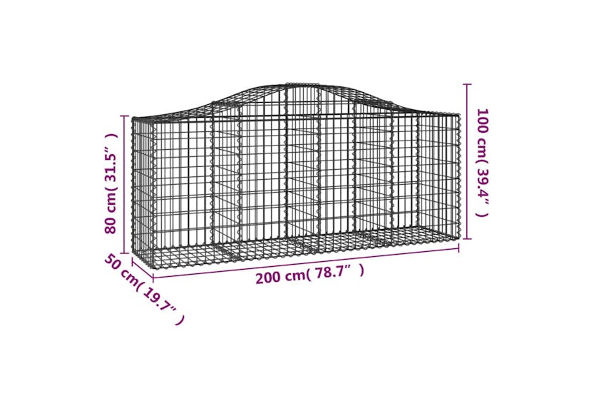 Vidaxl 3145626 Arched Gabion Baskets 9 Pcs 200x50x80/100 Cm Galvanised Iron