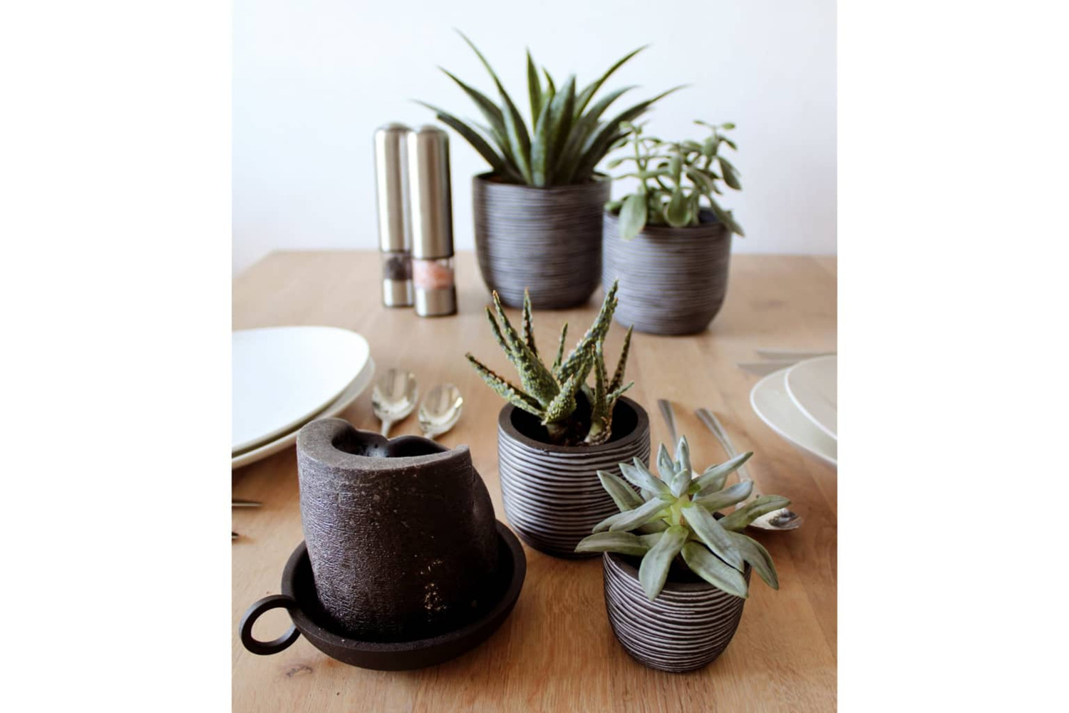 Capi 445508 4 Piece Vase Set Nature Rib Anthracite