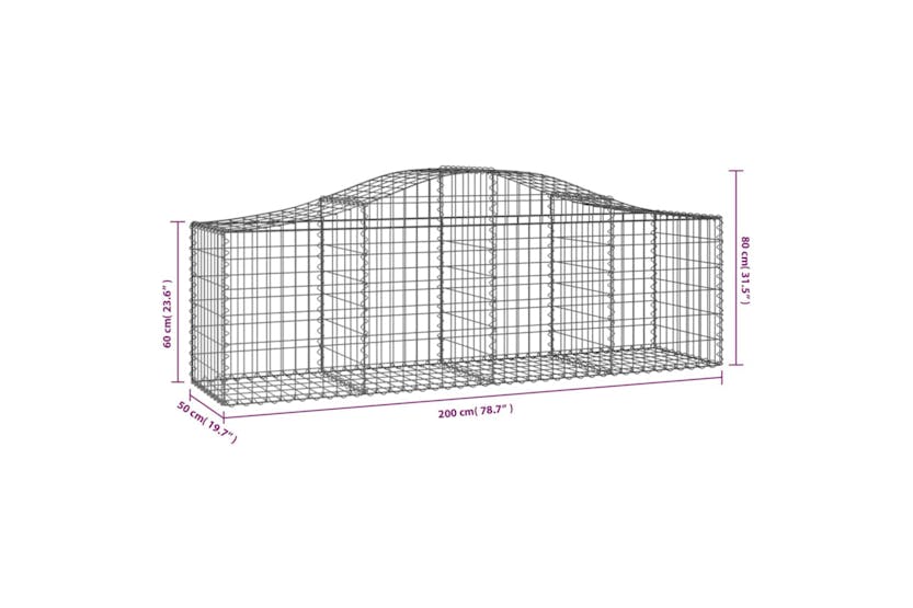 Vidaxl 3145606 Arched Gabion Baskets 10 Pcs 200x50x60/80 Cm Galvanised Iron