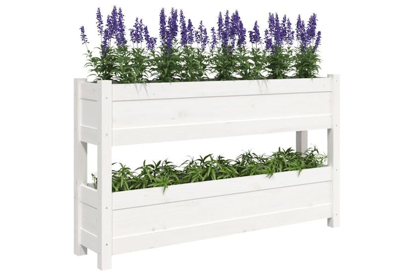 Vidaxl 823928 Planter White 112x25x66 Cm Solid Wood Pine