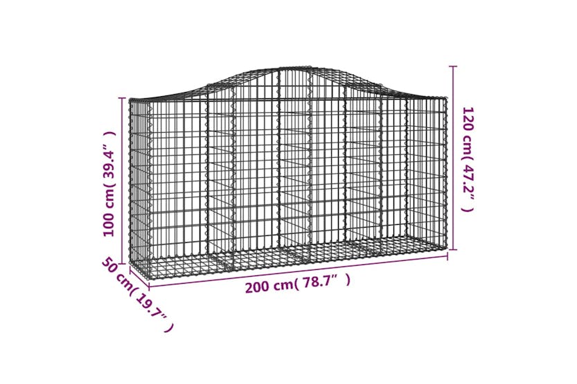 Vidaxl 3145645 Arched Gabion Baskets 7 Pcs 200x50x100/120 Cm Galvanised Iron