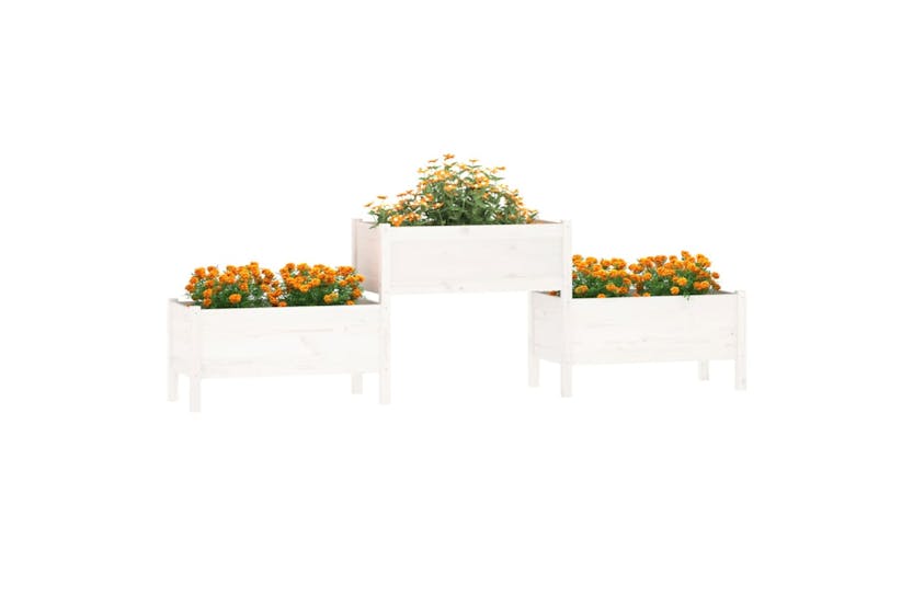 Vidaxl 822253 Planter White 245.5x44x75 Cm Solid Wood Pine