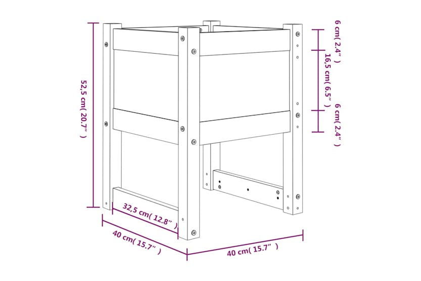 Vidaxl 822110 Planters 2 Pcs White 40x40x52.5 Cm Solid Wood Pine