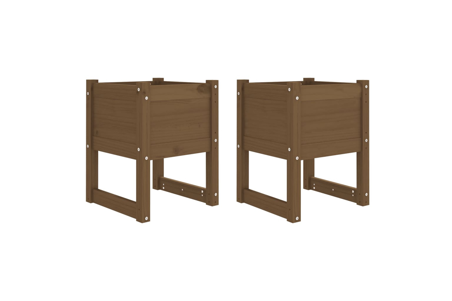 vidaXL 822114 Planters 2 Pcs Honey Brown 40x40x52.5cm Solid Wood Pine