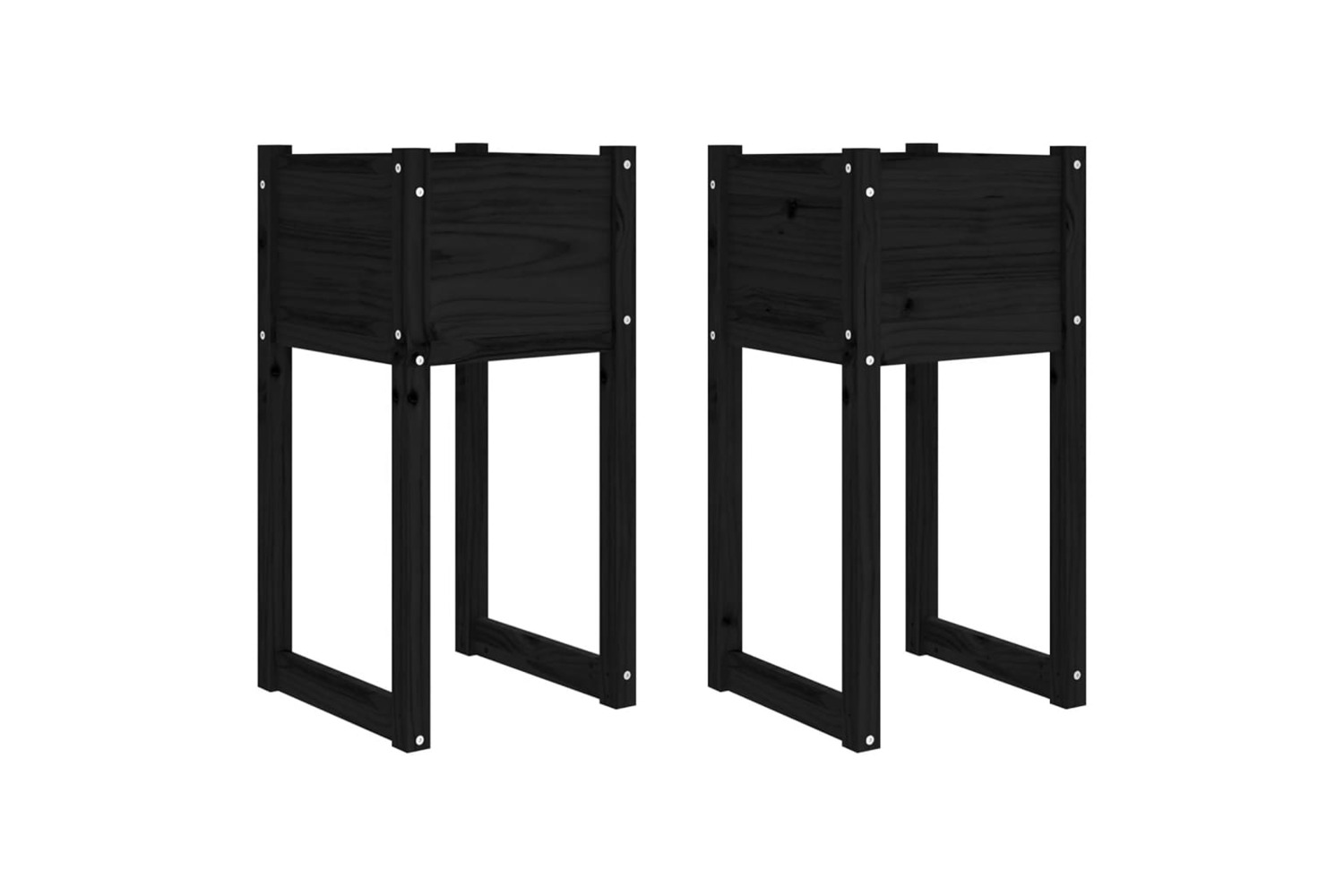 vidaXL 822131 Planters 2 Pcs Black 40x40x81cm Solid Wood Pine