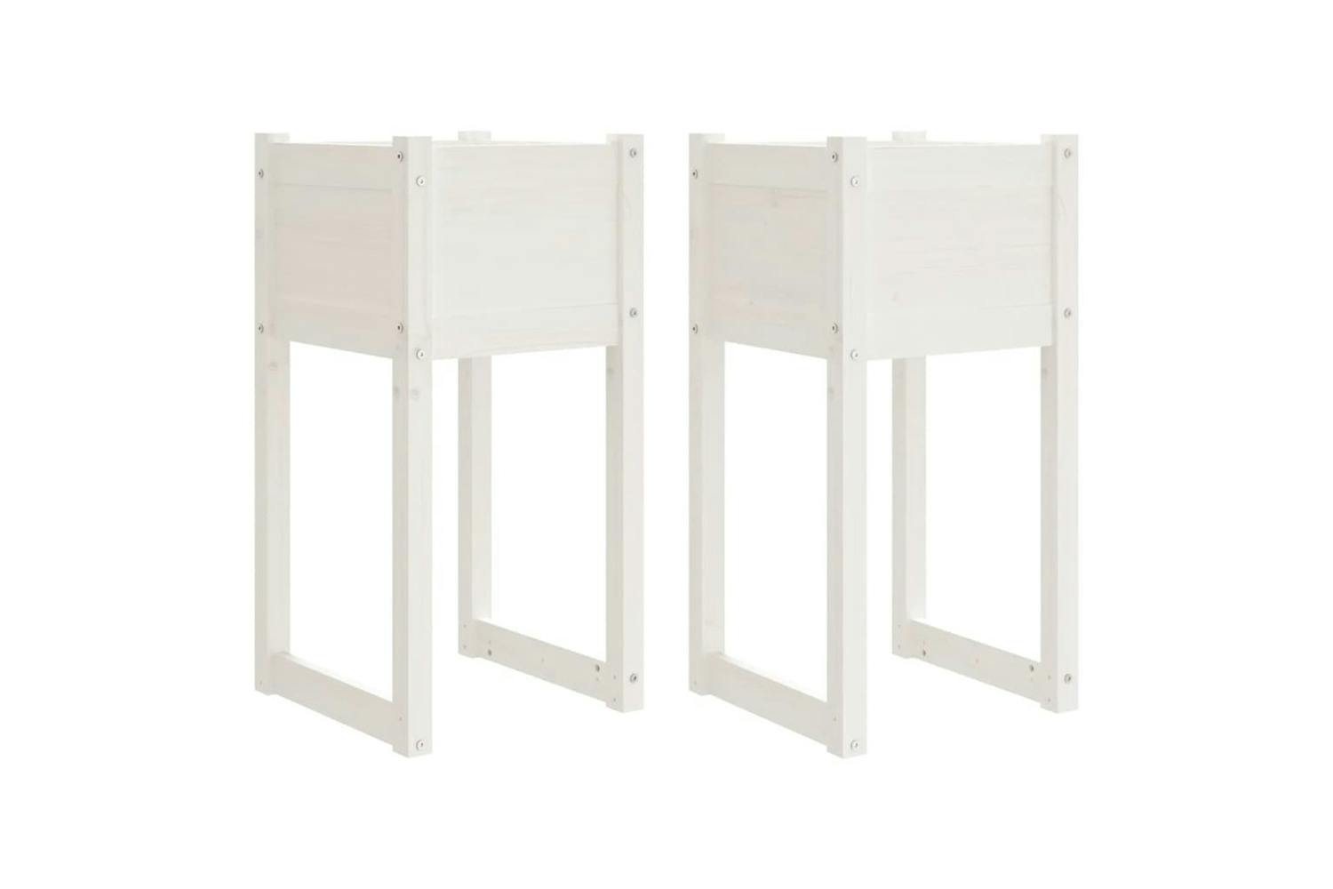 Vidaxl 822125 Planters 2 Pcs White 40x40x81 Cm Solid Wood Pine