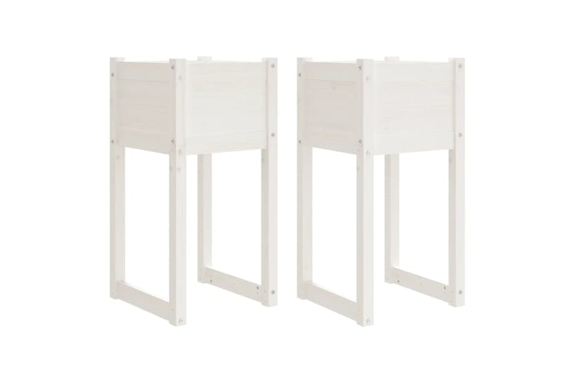 Vidaxl 822125 Planters 2 Pcs White 40x40x81 Cm Solid Wood Pine