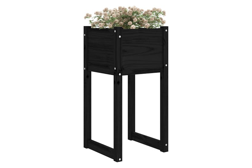 Vidaxl 822131 Planters 2 Pcs Black 40x40x81 Cm Solid Wood Pine