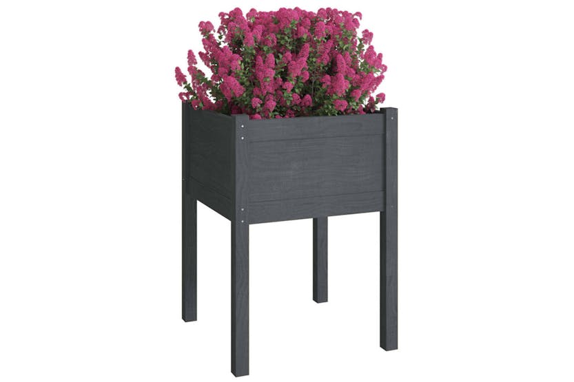 Vidaxl 810804 Garden Planters 2 Pcs Grey 50x50x70 Cm Solid Pinewood