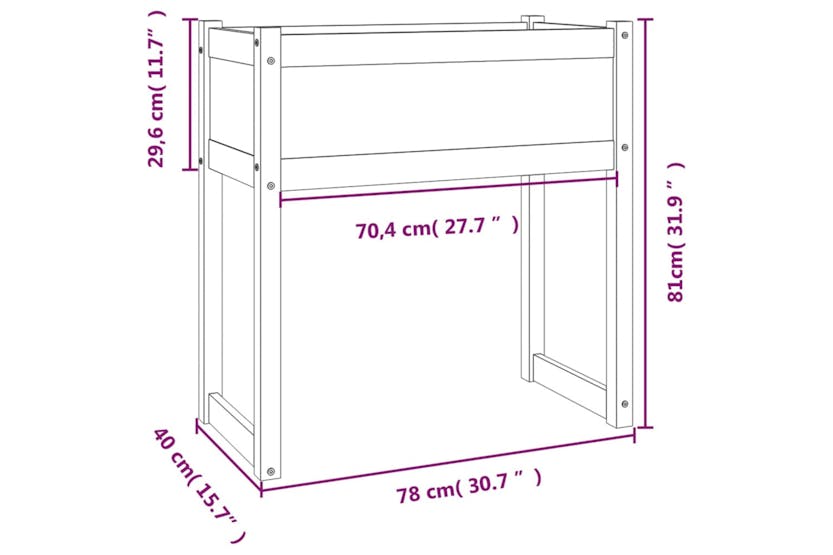 Vidaxl 822133 Planter White 78x40x81 Cm Solid Wood Pine