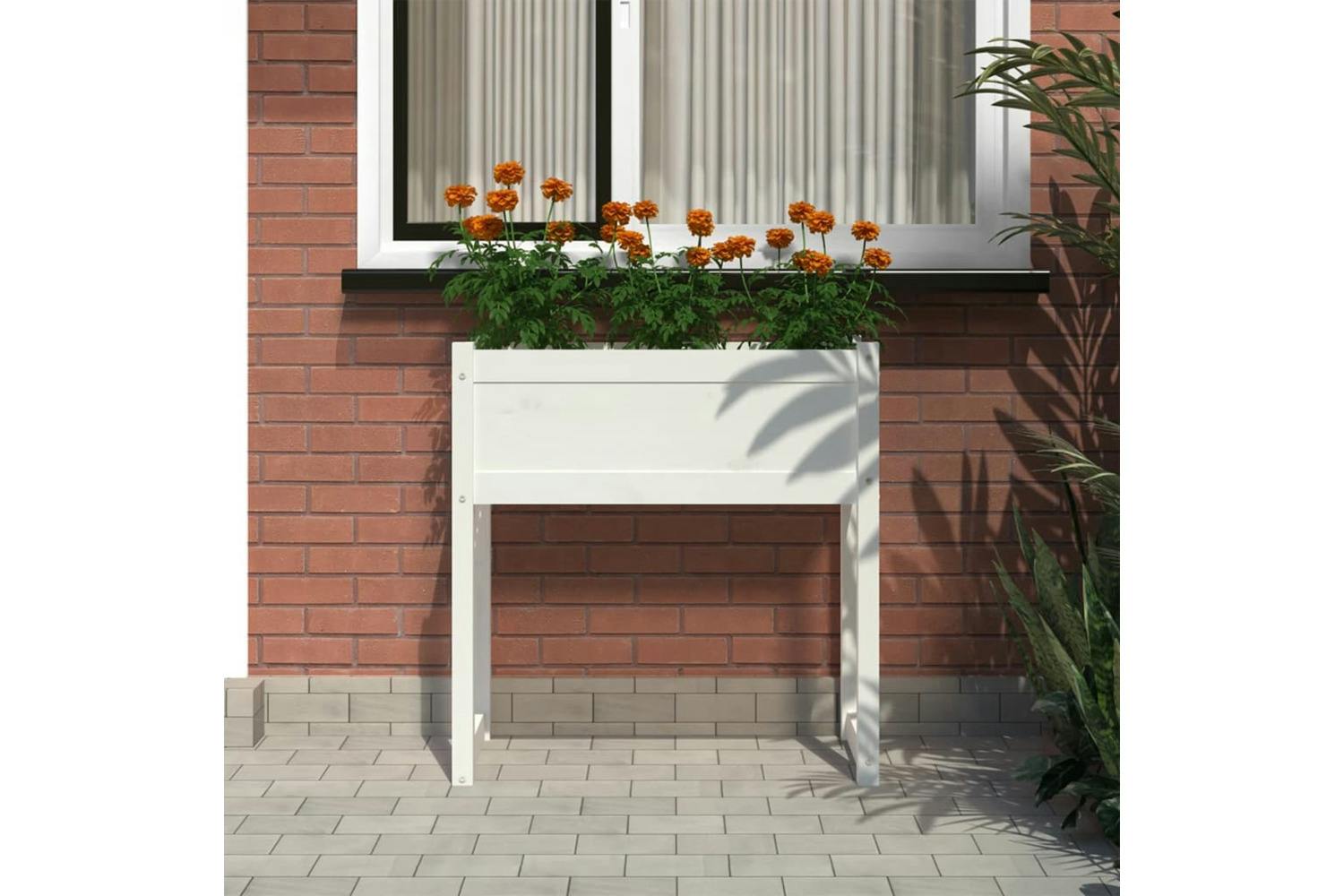 Vidaxl 822133 Planter White 78x40x81 Cm Solid Wood Pine