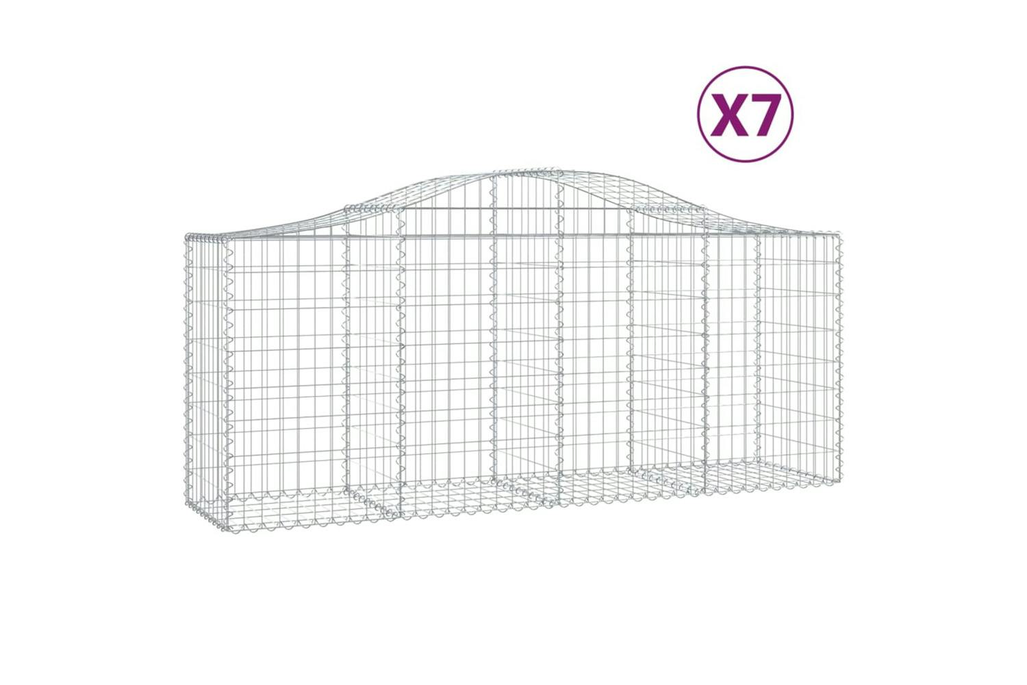 Vidaxl 3145624 Arched Gabion Baskets 7 Pcs 200x50x80/100 Cm Galvanised Iron